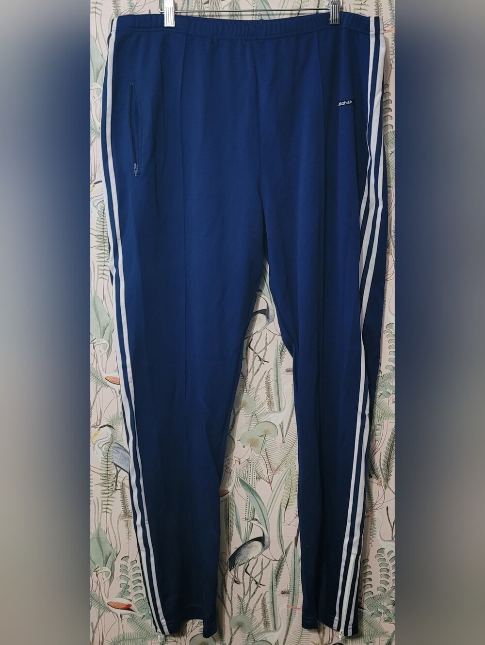 VTG 80's adidas Navy Side Zip Joggers with White Stripes - Size: XL